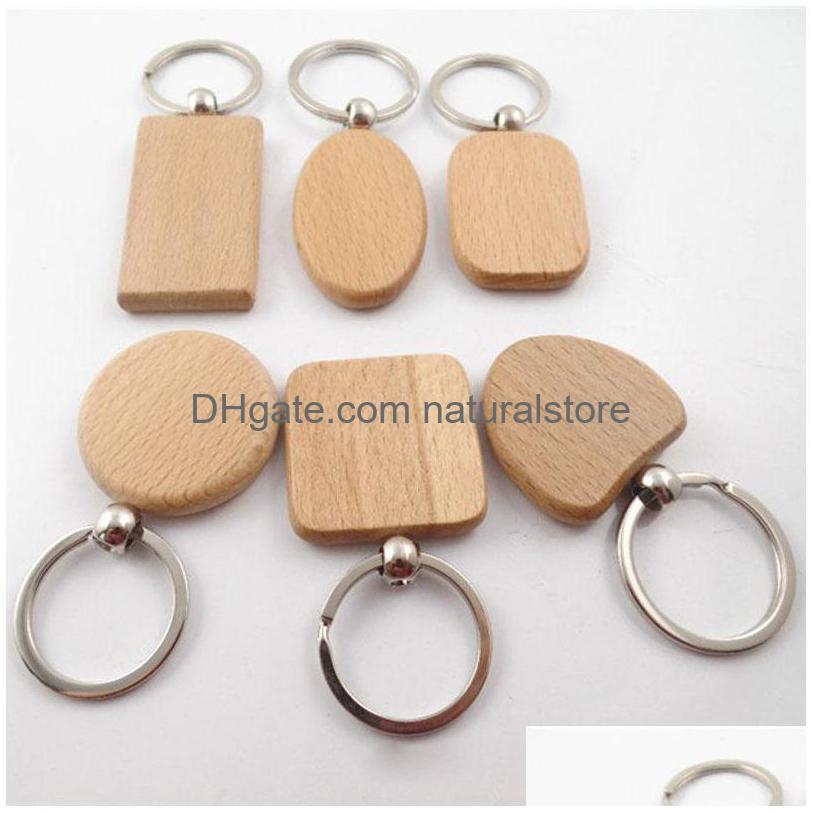 

Keychains Lanyards Simple Style Wood Key Chains Rings Diy Round Square Heart Oval Rec Shape Pendant Handmade Keychain Gift Drop De Dhkov