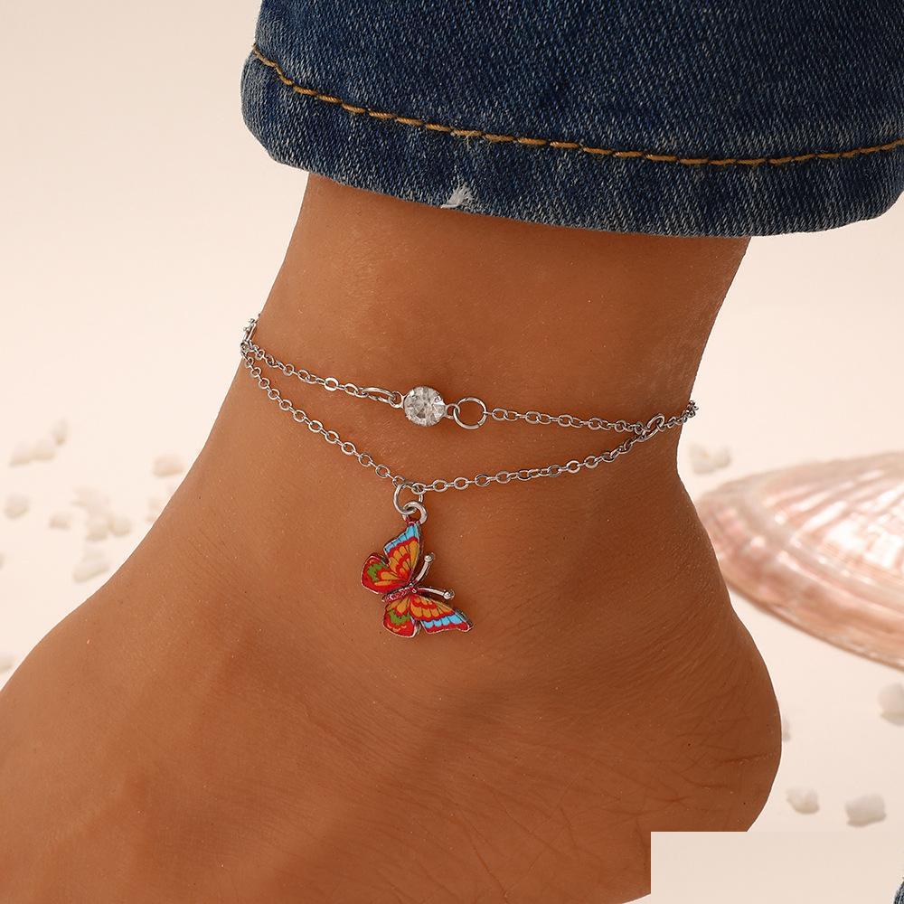 

Anklets Bohemian Fashion Jewelry Enamel Butterfly Pendant Anklet Chain Beach Foot Ornaments Drop Delivery Dhgs0