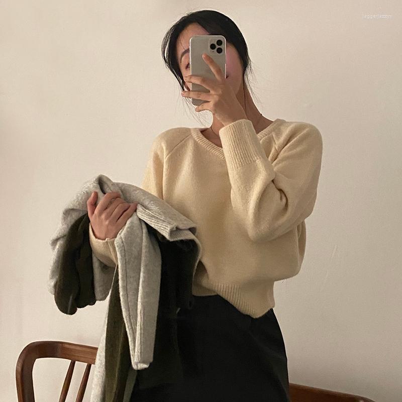 

Women's T Shirts GWW1319 Round Neck Pullover Sweater Women's Autumn And Winter Korean 2022 Loose Versatile Warm Long Sleeve Knitted Top, Black