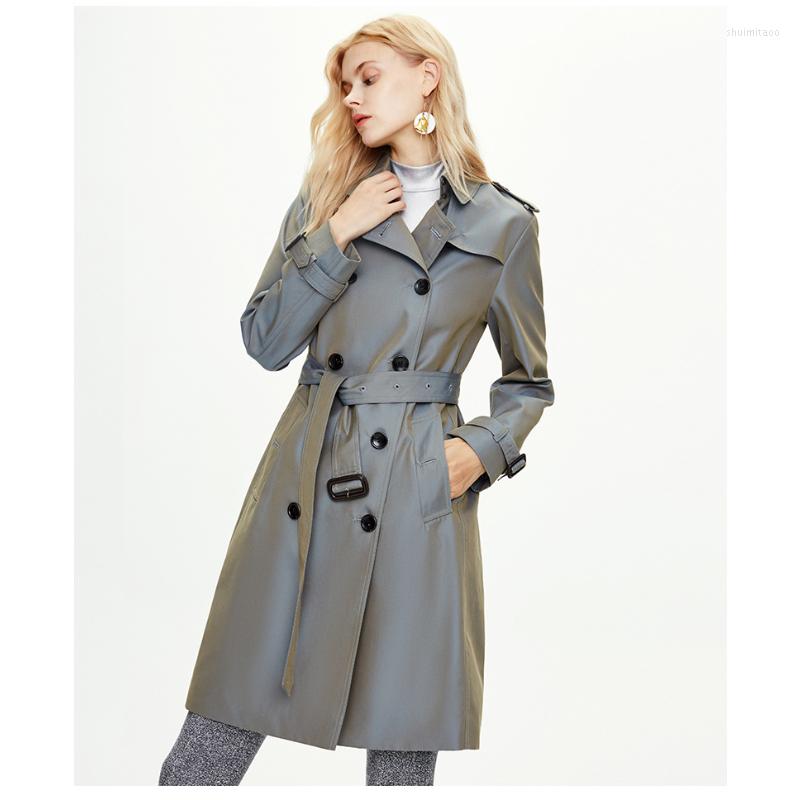 

Women' Trench Coats Ladies' EnglishJacket Classic Double-button Robe Color Kachi Waterproofspring And Fall Novelty 2022 Women, Black