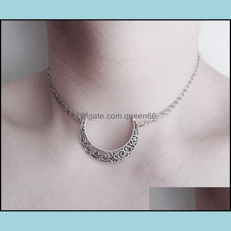 

Chokers Crescent Necklace Moon Gothic Jewelry Drop Delivery Necklaces Pendants Otvss