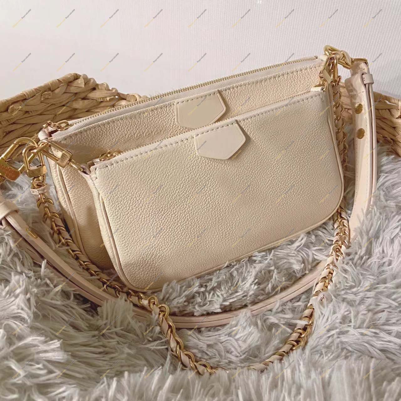

Designer Crossbody Bags MULTI POCHETTE for Women Handbag BRAND Shoulder Handbags Embossing Leather Fashion Detachable Chain Clutch Pouch Composite Bag, All white embossed 80447