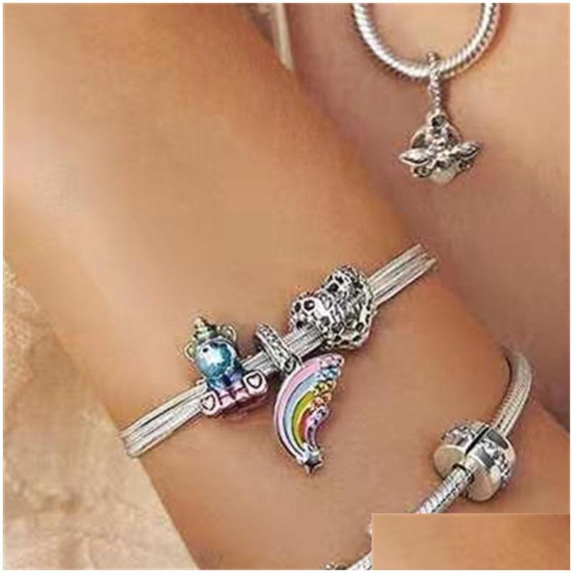 

Charms New Arrival 100 925 Sterling Sier Colourf Rainbow Dangle Charm Fit Original European Bracelet Fashion Jewelry Accessories 367 Dhfxv