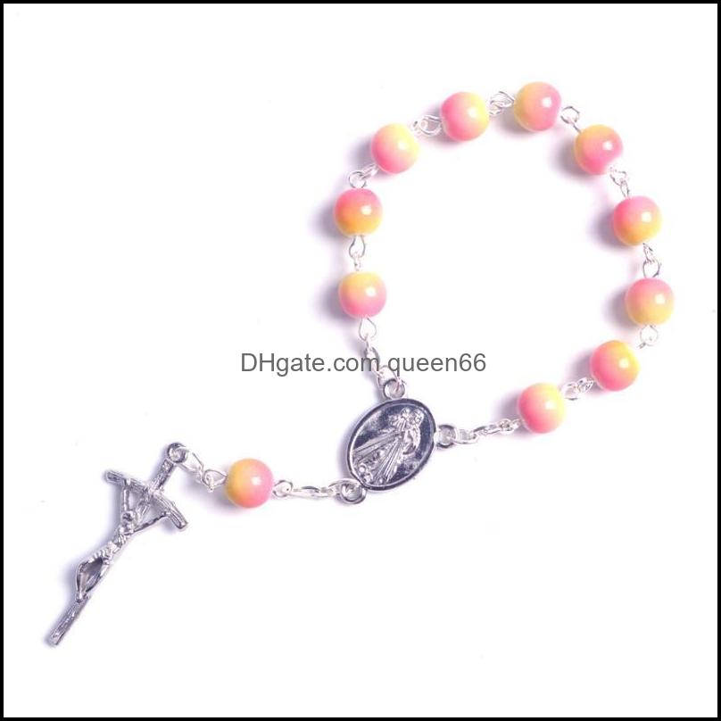 

Chokers Fashion Religious Round Pink Blue Acrylic Beads Jesus Mercif And Mary Catholic Decade Rosary Drop Delivery Jewelry Necklaces Otv2G