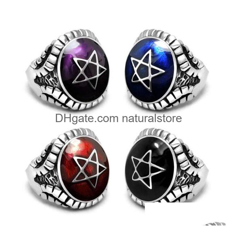 

Cluster Rings New Pentagram Ring 316L Stainless Steel Titanium Men Rock Pop Punk Fashion Jewelry Drop Delivery Dhojm