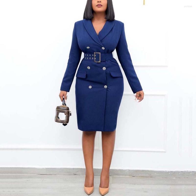 

Casual Dresses Office Ladies Elegant Dress Women Bodycon Solid Full Sleeve Turn Down Collar High Waisted Fashion Formal Business Work, Black dress