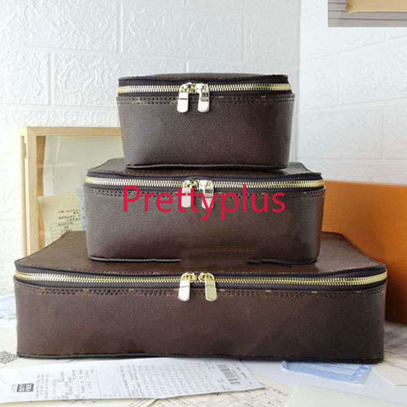 

Fashion M43690 make up Brown flower Storage Leather Travel Jewelry boxs New set designers Travel Storage Luggage Fashion Trunk boxs Suitcases Bags cosmetic bag, 22.4x14x8.5cm