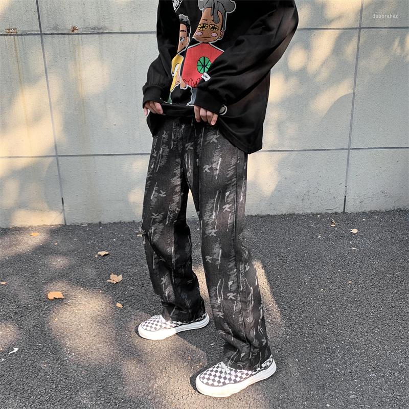 

Men' Jeans 2022 Men Sell Fashion Straight Casual Hip Hop Style Streetwear Loose Fit Denim Pants Trouser, Black