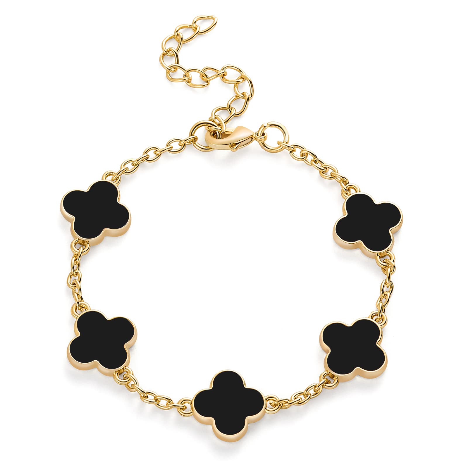

Charm Bracelets Clover Chain Bracelet For Women Girls Adjustable 5 Flowers Fashion Link Chains Cute Luxury Fourleaf Design Lucky Jew Ambfa