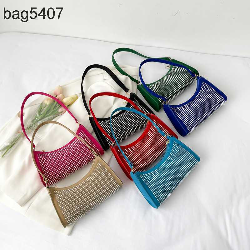 

Design Diamond Bag 80% Discount Wholesale and Retail New Single Shoulder Underarm Inlaid for Women French Water Drill Solid Color Light, Blue7