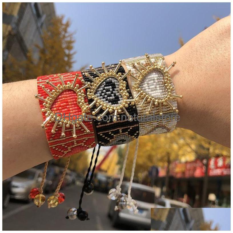 

Charm Bracelets Zhongvi Classic Miyuki Heart Women Fashion Luxury Bracelet Jewelry Love 3D Pseras Mujer Moda Couples Gift Drop Delive Dhjlk
