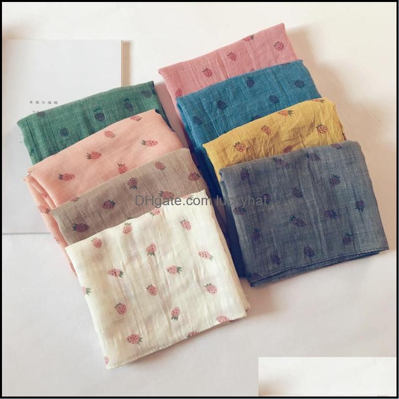 

Shawls Childrens Scarf Cute Little Stberry Print Male And Female Baby Cotton Neckerchief 145X30Cm Ring Hijab Fashion Accessories 8 D Ote9L