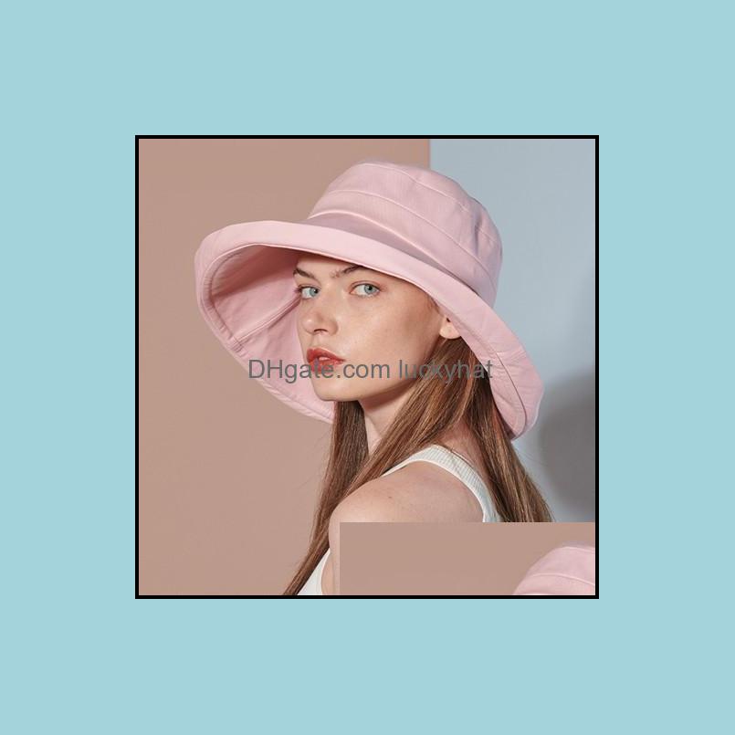 

Wide Brim Hats Unisex Summer Foldable Bucket Hat Women Outdoor Sunsn Cotton Fishing Hunting Cap Men Basin Chapeau Sun Prevent Drop D Otsvd, Black