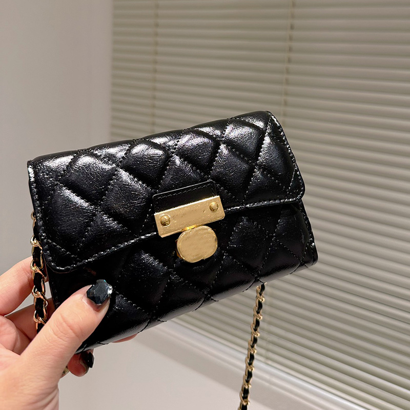 

CC Bags Luxury Brand Wallets Womens Lambskin Classic Mini Flap Wallet Card Holder Purse With Gold Metal Matelasse Chain Crossbody Shoulder C, Box