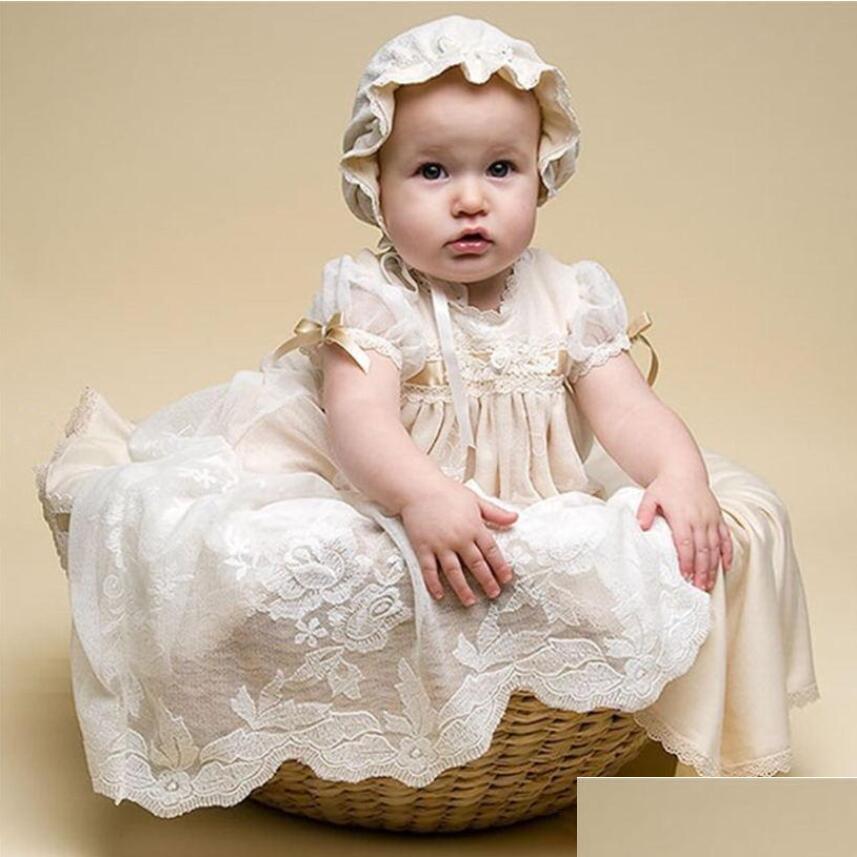 

First Communion Dresses Light Champagne Lace Christening Gowns For Baby Girls Jewel Neck Long Baptism Custom Made Communication Dres Dhceh, White