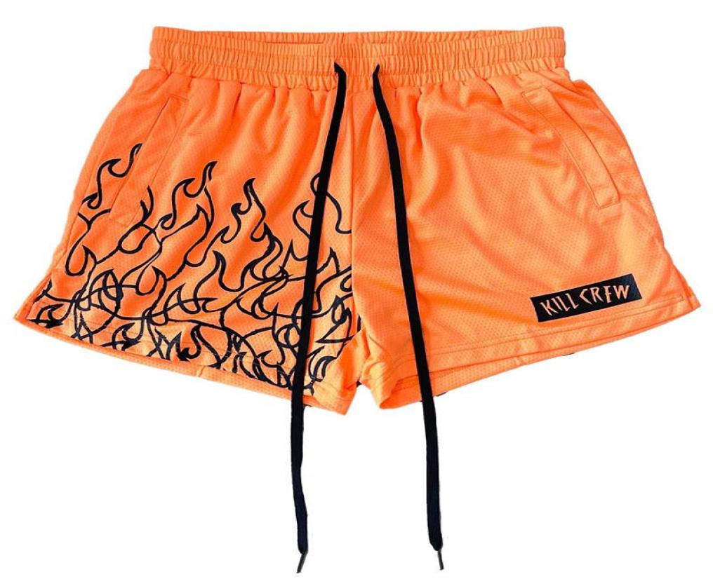 

Gym Clothing Summer Men Mesh Bodybuilding Casual Loose Shorts Joggers Outdoors Fitness Beach Short Pants Male Brand Sweatpant S4X5455092, Navy orange