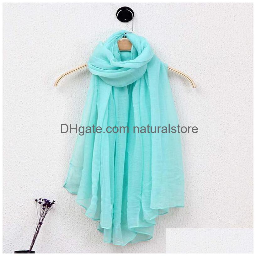 

Scarves Women Solid Color Scarf Winter Candy 78X180Cm Shawls And Linen Cotton Warm Beach Pashmina 42 Colors Drop Delivery Fashion 4917152