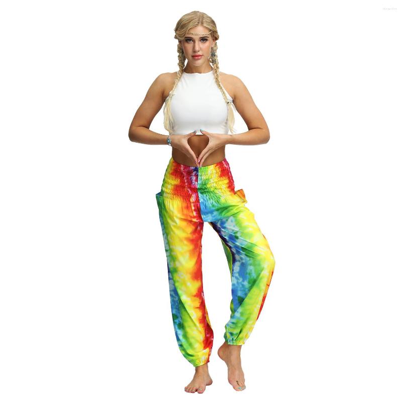 

Women's Pants Casual Loose Women Elastic High Waist Harem Colorful Tie Dye Bohemian Boho Summer Trousers, Multi