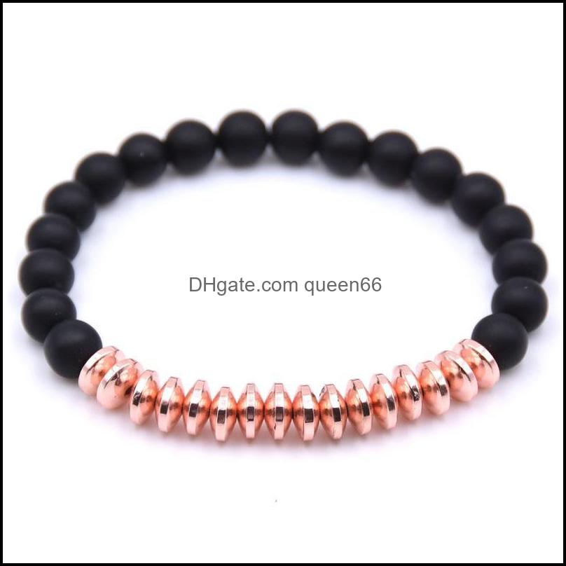

Beaded Strands Retail 8Mm Women Men Matte Black Natural Rock Beads Bracelets Friendship Healing Energy Stone Meditation Gem Male Dro Otdqb