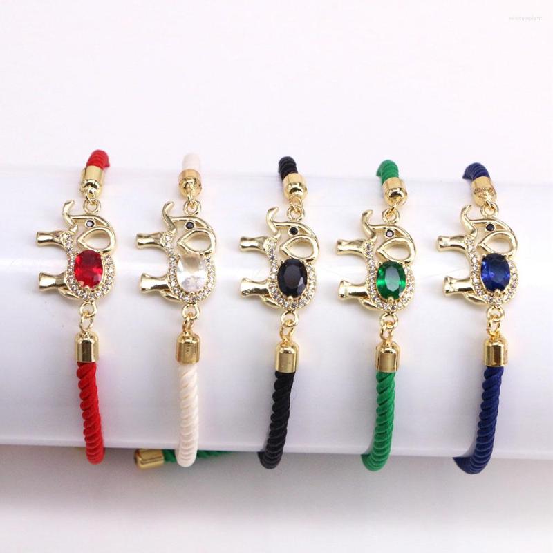 

Link Bracelets 5PCS Cute Lucky Elephant CZ Zircon Rope Cords Birthday Gift 2022 Jewelry