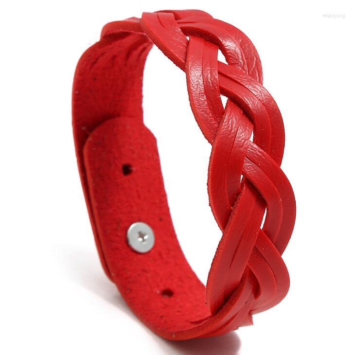 

Link Bracelets Fashion Casual Women Bracelet Cuff Handmade Braided Wrap Bangle Colorful Weave Leather Charm Wristband Chain Unisex Jewelry