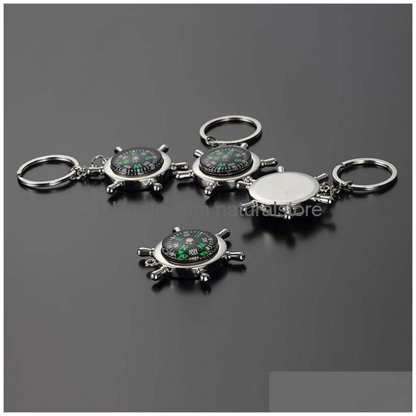 

Keychains Lanyards Rudder Shape Compass Key Chain Creative Keychain Sell Alloy Christmas Gift Drop Delivery Fashion Accessories Dhmci