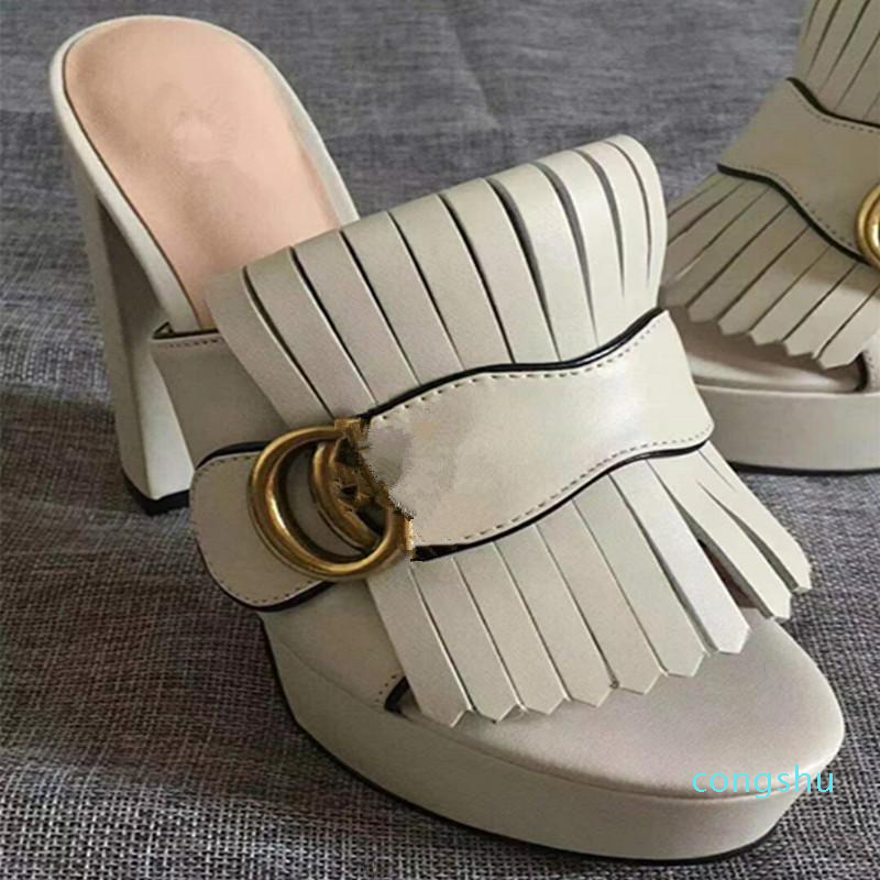 

designer women039s leather sandals open toe golden letter platform sandals fashion buckle metal buckle high heels, Black