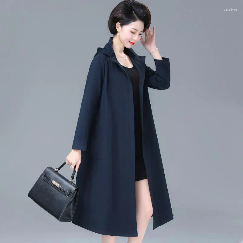 

Women's Trench Coats With Lining 2022 Middle-Aged And Elderly Spring Autumn Long Windbreaker Jacket Women's Loose Hooded Female Coat A61, Purple