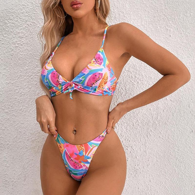 

Women's Swimwear Sexy 2Pcs/Set Beautiful Adjustable Off Shoulder Swimsuit Girls Bathing Suit Wire Free Beachwear, Multicolor s
