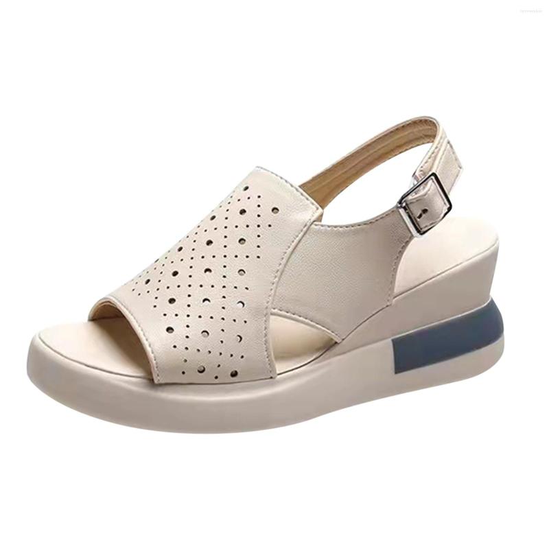 

Sandals Fashion Women Summer Retro Wedges Soft Open Toe Casual Breathable Shoes Ladies Solid Large Size Slippers 2022, Bg