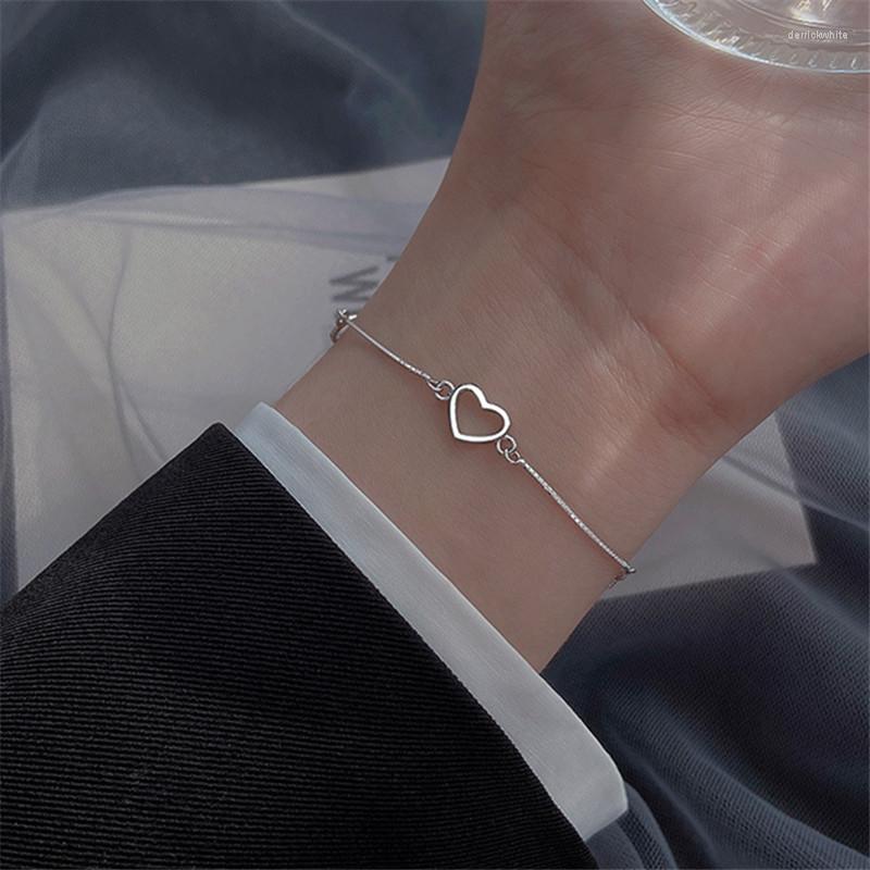 

Link Bracelets Silver Color Heart Charm Bracelet For Women Girls Party Wedding Trendy Christmas Jewelry Accessories Sl424