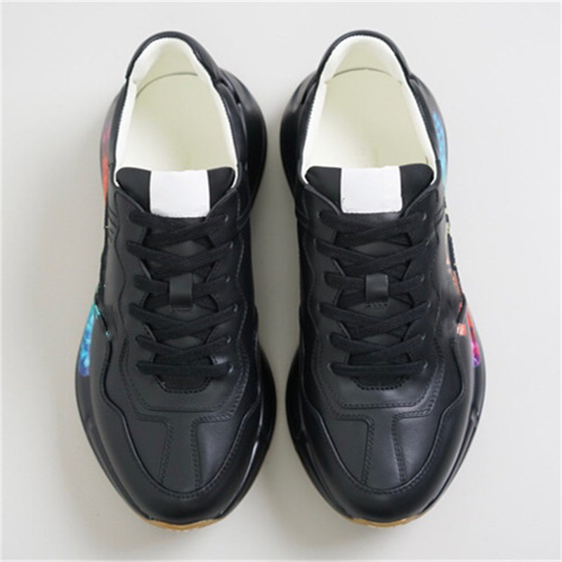 

Fashion Casual Couple Dad Shoes Lace-up Round Toe Thick Soled Sneakers, Black