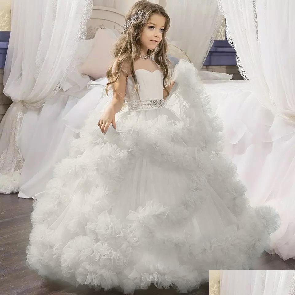 

Kids' Party Wear Kids Girls White Wedding Gowns Baby Princess Dress Children Ball Dresses Gown Drop Delivery Events Formal Dhhc4, Pink