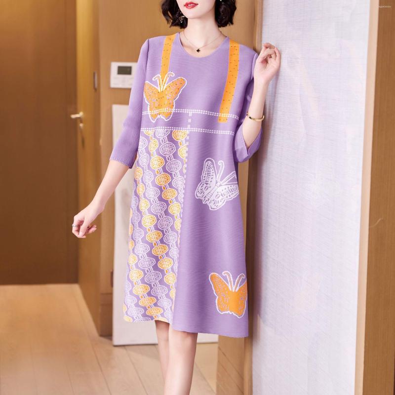 

Casual Dresses 2022 Autumn And Winter Arrival Dress Pleated Printed Women's A-line, Purple