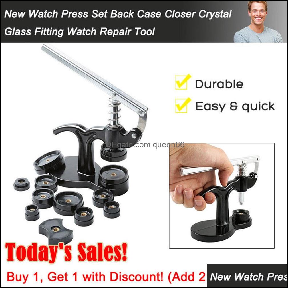 

Repair Tools Kits 13Pcs Fitting Watch Press Set Dies Nonslip Spring Closer Tool Crystal Glass Opener Back Case Manual Battery Chan Otueb