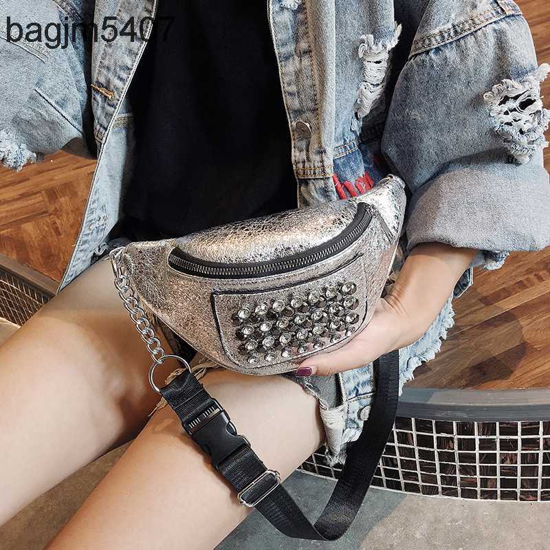 

2023 Women's Diamond Bag 80% Discount Wholesale Retail Small Fashion Korean Trend Msenger Wide Shoulder Belt Waist Cht Sequin Bouncing Di, Black8