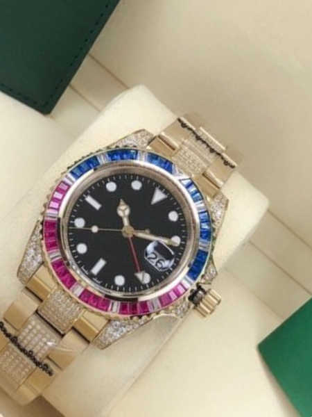 

Mens Watches Automatic Mechanical Wristwatches Diamond Iced Out Bracelet AAA Men's Luxury watch movement Rainbow Ceramic Bezel