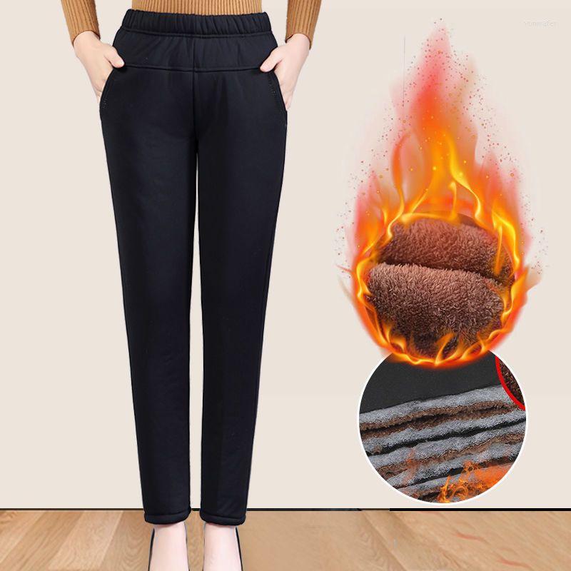 

Women's Pants 2023 Women's Winter Fashion High Waist Velvet Trousers Female Thick Warm Straight Ladies Solid Color Pockets C84, Black mianku thick