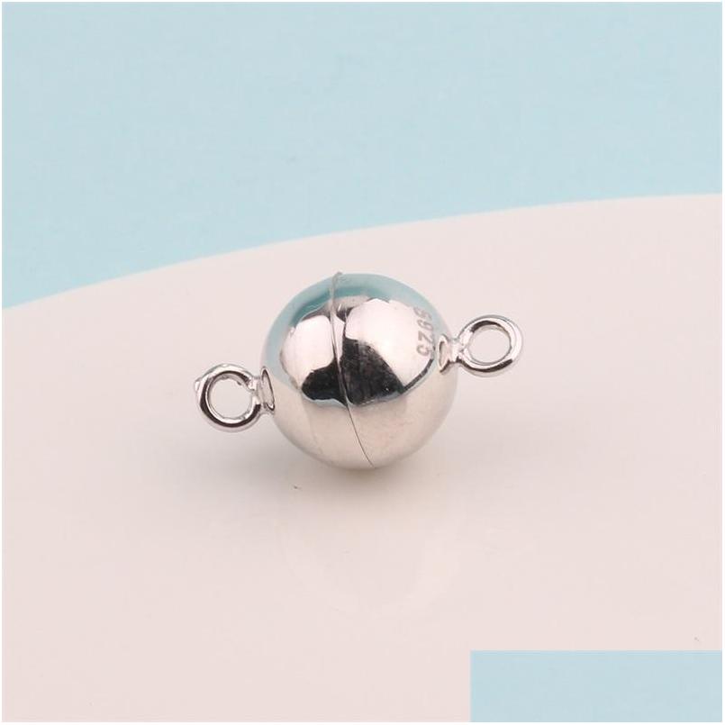 

Connectors 100 925 Sterling Sier Ball Shape Magnetic Clasp Converter 6Mm 8Mm Bracelet Necklace Jewelry Making Accessories Wholesale Dhbfb