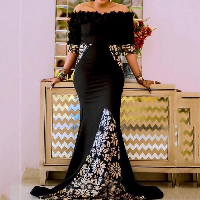 

Casual Dresses Evening Long Luxury 2022 Party Sexy Slash Neck Mermaid Floor Length Black Elegant Dinner Night Wedding Vestidos Dress, Purple dress