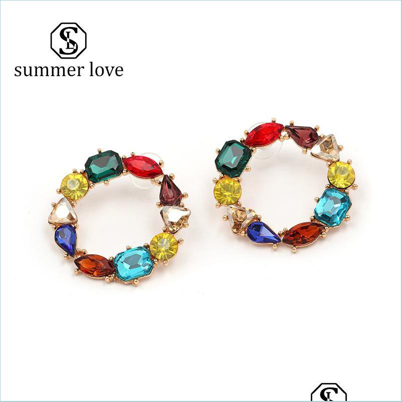 

Dangle Chandelier New Arrival Boho Fashion Crystal Statement Hoop Earring For Women Colorf Big Circle Shine Diamond Earrings Weddi Dhjg9