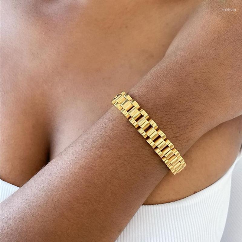 

Link Bracelets African Women Stylish 24k Gold Plating Detachable Wristbands Bangles For Hiphop Wrap