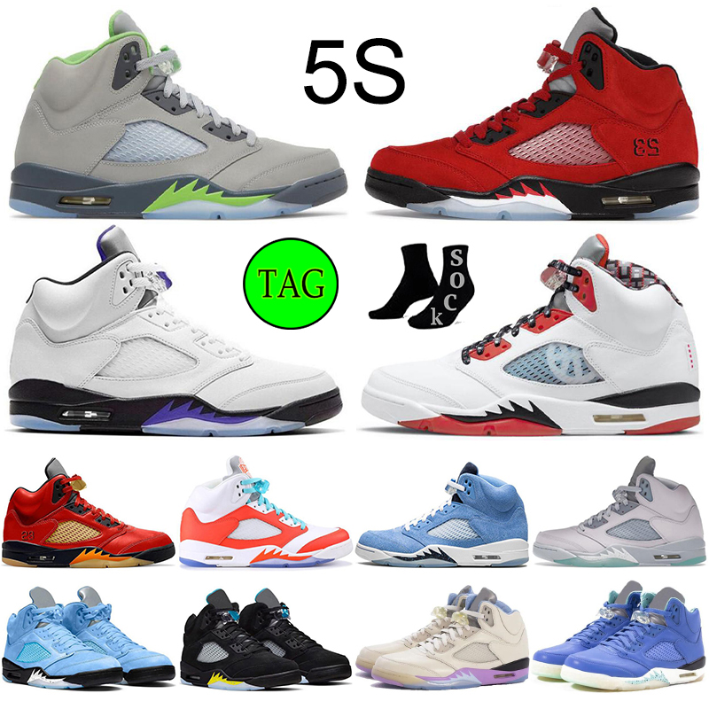 

Jumpman 5 5s OG Basketball shoes UNC 5 Retro Green Bean Raging Bull Red Racer Blue Aqua Alternate Grape Pink sicle PRFC Dark Concord Designer Sports Sneakers, #4 green bean
