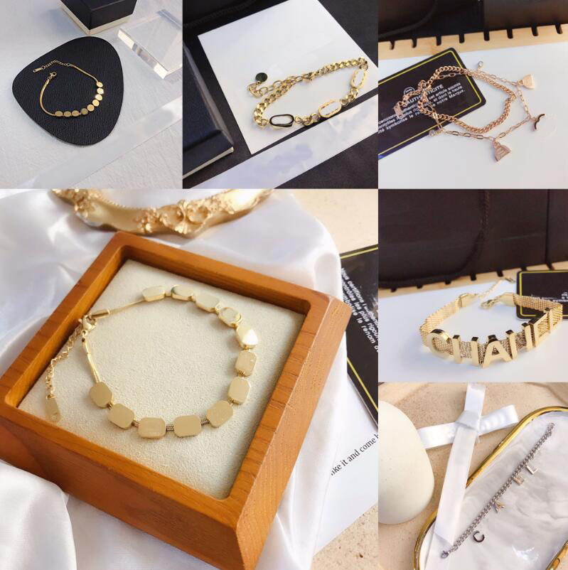 

20style Designer Chain Bracelets Stainless Steel Jewelry Luxury Letter Pendant Bracelet for Women 18K Gold Plated Charm Accessories