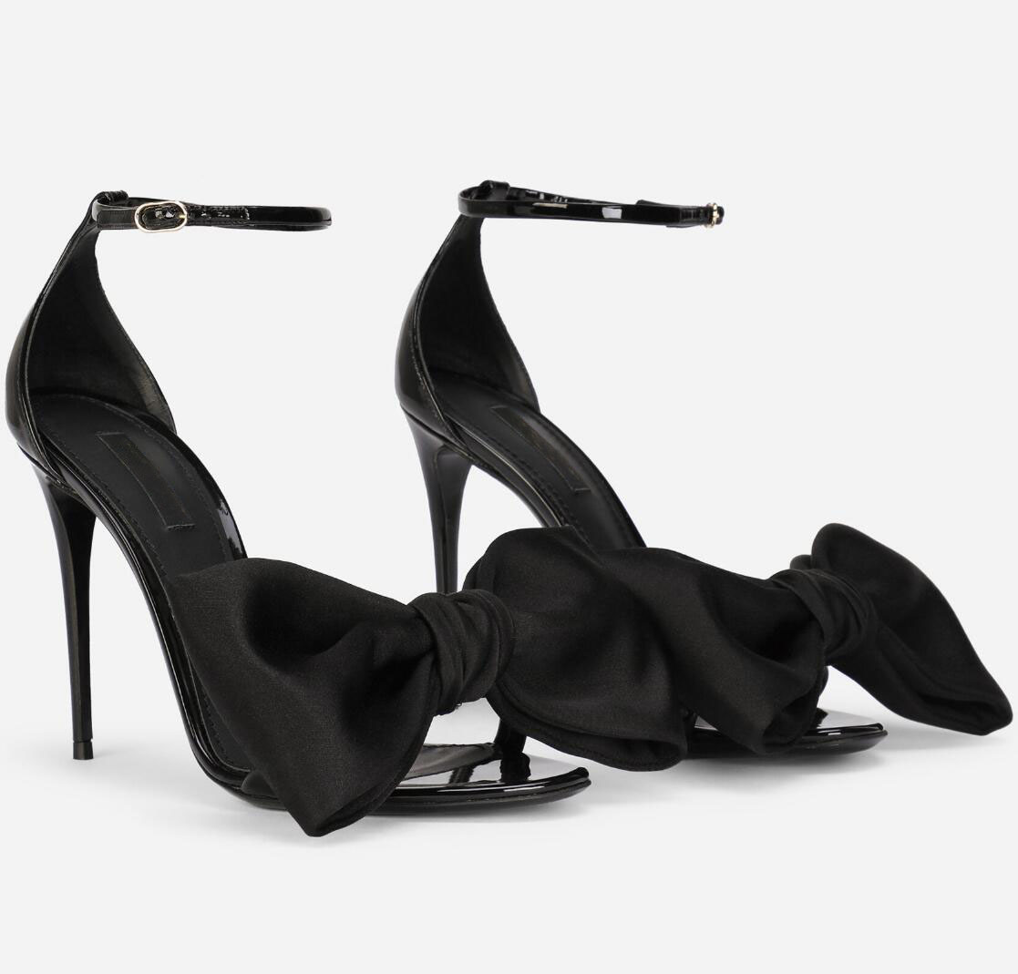 

Top Luxury Keira Sandals Shoes Women Bow Polished Calfskin High Heels Evening Party Wedding Sexy Gold-plated Carbon Lady Sandalias EU35-43 Box, 86