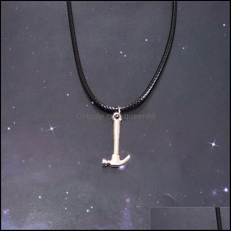 

Chokers Tool Charm Choker Necklace Black Leather Hammer Pendant Punk Gift For Man And Woman Drop Delivery Jewelry Necklaces Pendants Otp1B