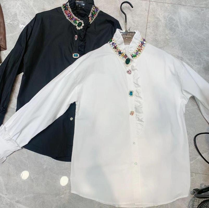 

Women's T Shirts Small Sense Of Design Heavy Industry Color Diamond White Shirt Women's Dress Autumn And Winter 2022 Style Single, Black