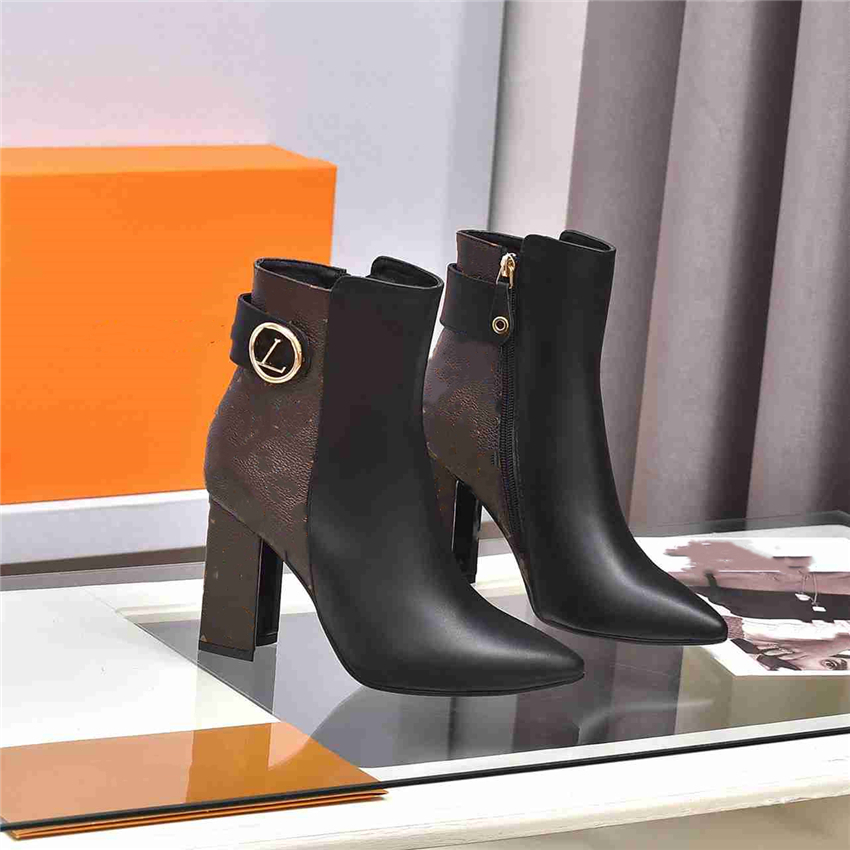 

Super Mini Boots Louiseity Fashion Women Decorative Flat Heel Winter Thick Sole Leather Warm Wool High Heel Snow Viutonity 06-03