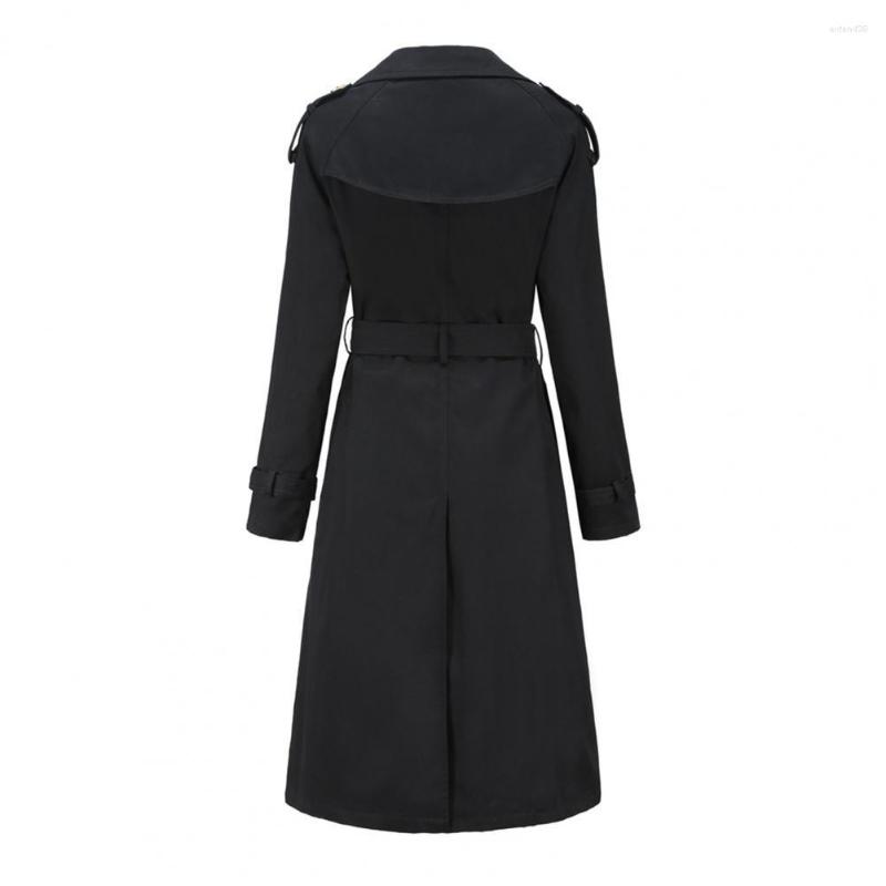 

Women' Trench Coats Formal Style Knee Length Turn-down Collar Lady Coat For Dating, Black