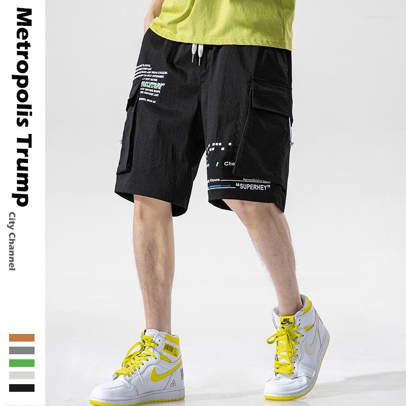 

Men's Shorts Men's Japan Style Casual Men Thin 2022 Summer Fashion Male Cargo Multi-Pockets Elastic Waist Loose Knee Length Pants, White